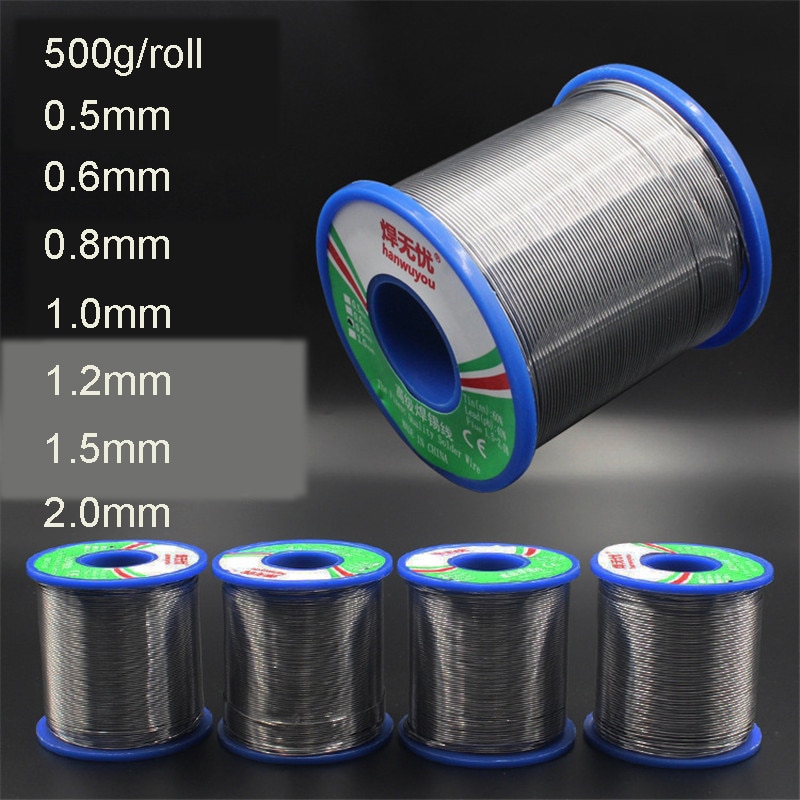 60/40 Soldering Wires Welding Iron Rosin Core Lead Tin Flux 2.0 Percent Solder Tools 500g 0.5/0.6/0.8/1.0/1.2/1.5/2.0mm