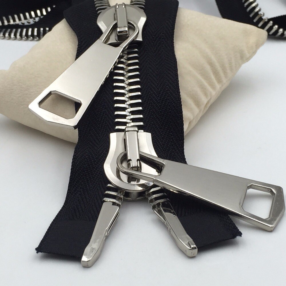 big zipper #15 metal zipper for sewing double sliders for wind coat down jacket bags repair 85cm 100cm 1piece black white zip