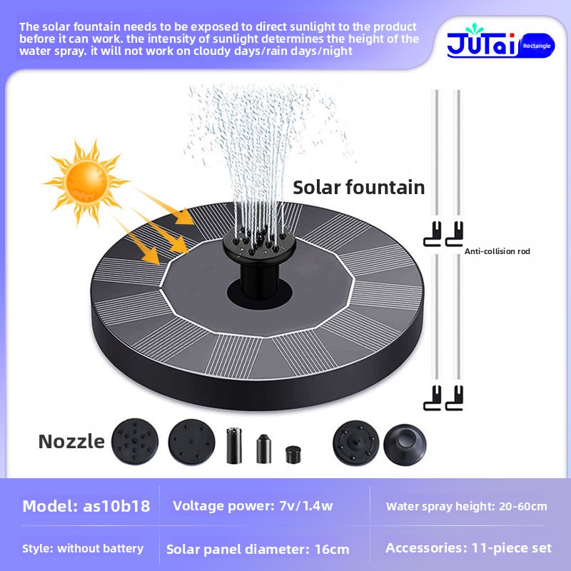 Solar Fountain Outdoor Garden Water Feature Floating Bird Bath No Electricity Needed: Red