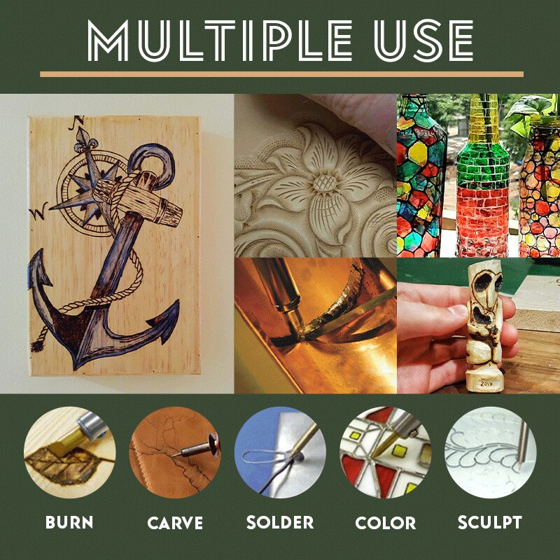 Diy Lederen Pyrography Pen Set 7 Pcs Elektrische Houtsnijwerk Pen Met 5 Heads & Stand Hout Ambachtelijke Accessoire Voor solderen DTT88