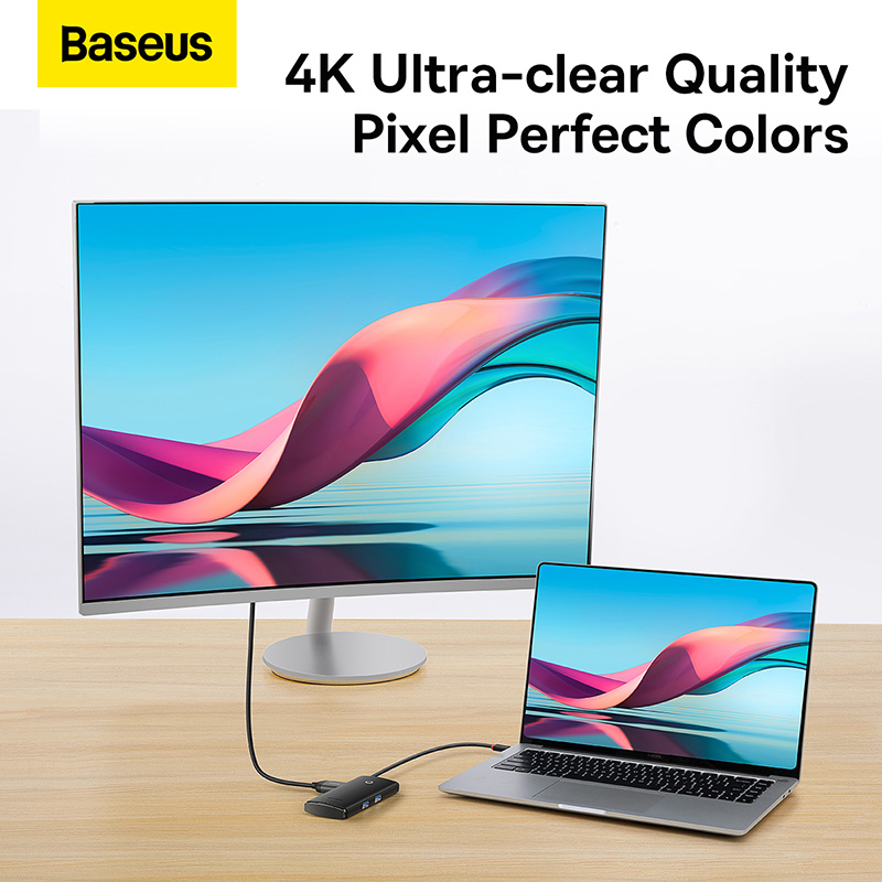 Baseus – HUB USB type-c vers HDMI 4K, adaptateur USB 3.0 PD 6 en 1, Station d'accueil pour MacBook Pro Air