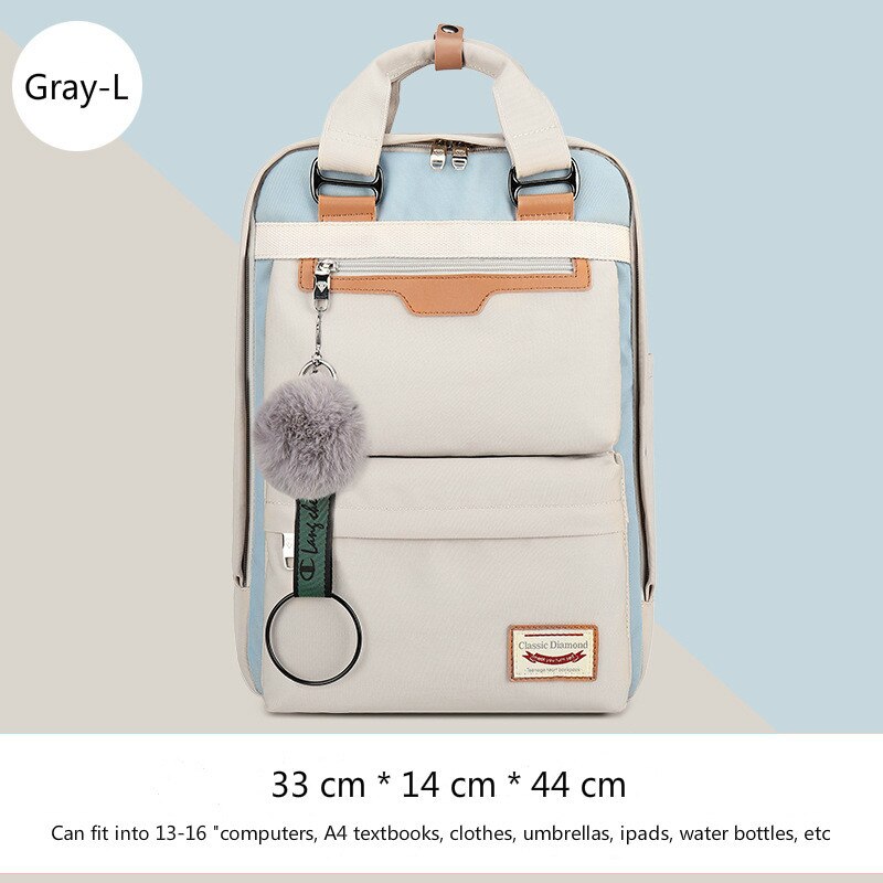 Travel Shoulder Backpacks Children Schoolbags Women Bag Waterproof Nylon Kids Backpack Girls For Middle School Students: Gray-L