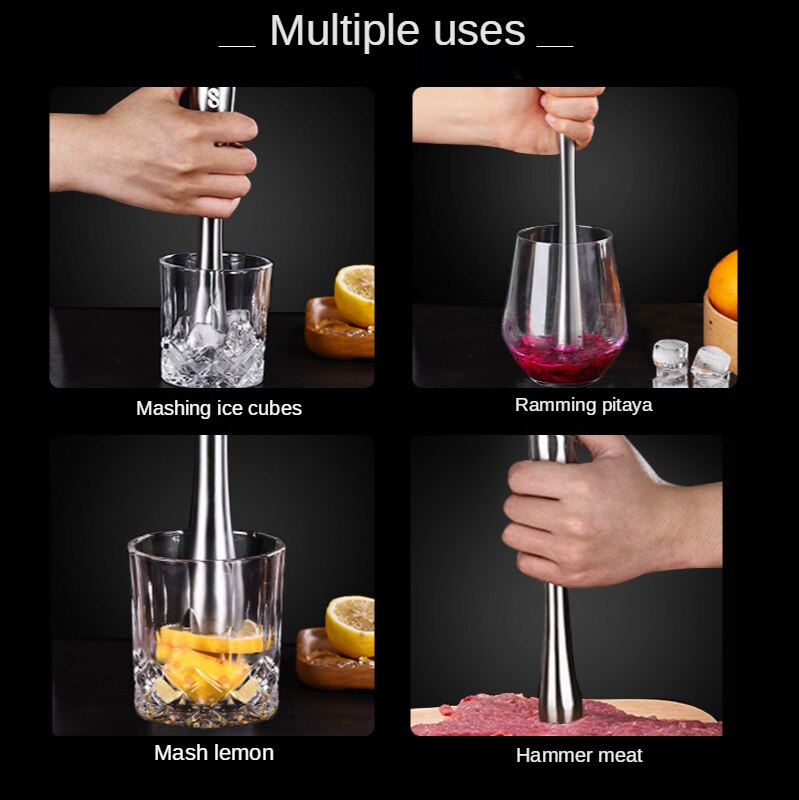 Bâton de jus de Fruit en acier inoxydable, marteau à glace écrasée au citron, bâton de jus de Fruit, outil de glace écrasée pour Cocktail