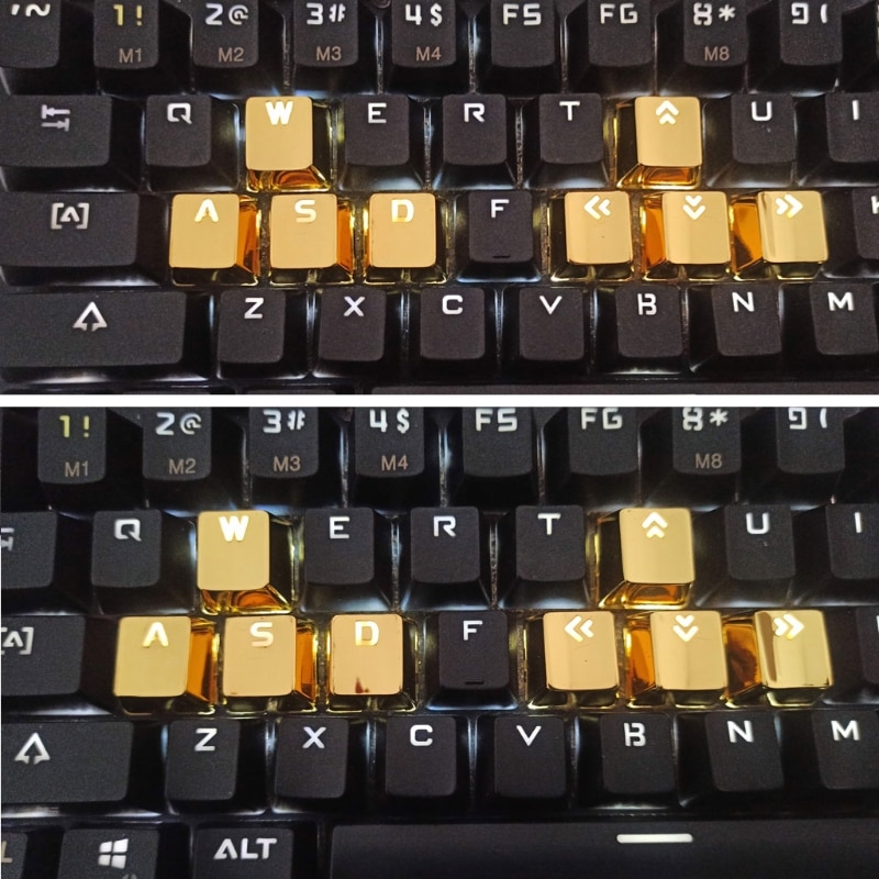 8pcs Metal Keycaps WASD ARROW Zinc Alloy KeyCap Backlit Key Cap For Cherry MX Switch Mechanical Keyboard OEM Profile