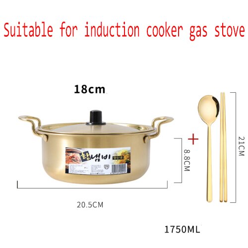 Ensemble de pots à soupe or en alliage d'aluminium, Pot à lait antiadhésif, cuiseur à salade, bol à nouilles instantanées, outils de cuisine: upgrade18cm set