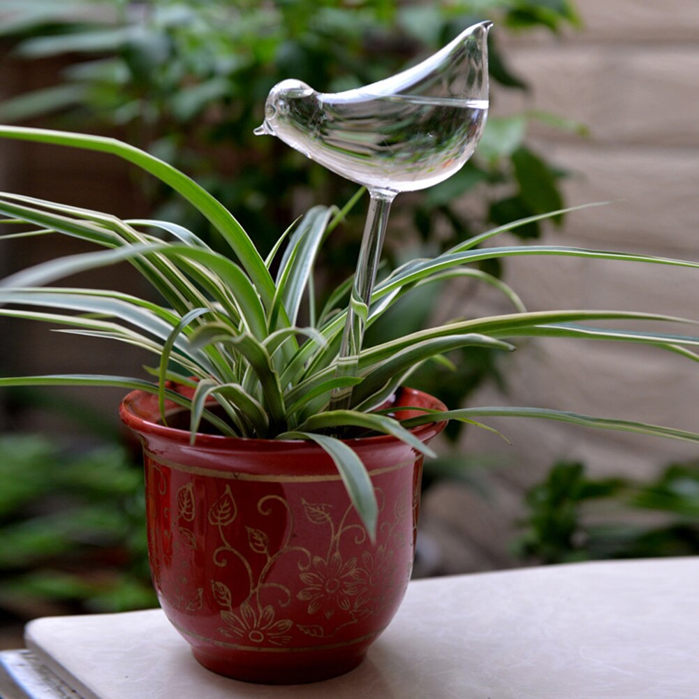 Cute Bird Snail Star Butterfly Glass Plant Flowers Waterer Self-Watering Device