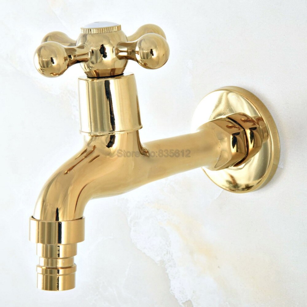 Gold Color Brass Wall Mount Cold Water Basin Faucet Washing Machine Taps Washing Machine Water Tap tav143