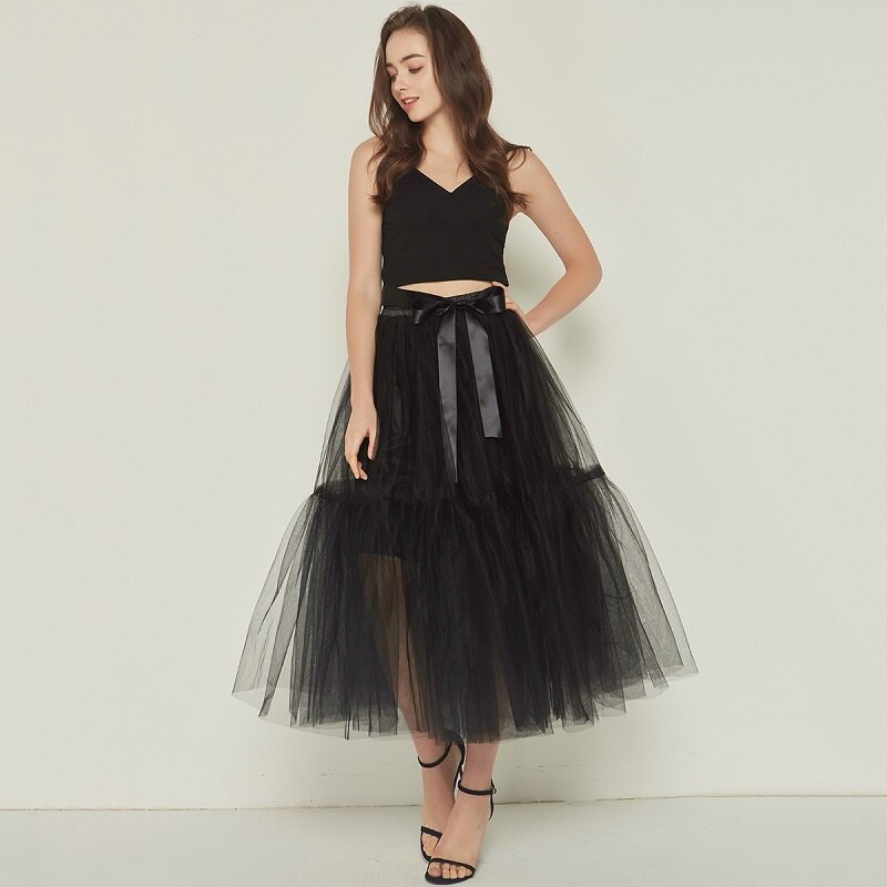 Jupon Long en Tulle, 4 couches, noir et marron, sans capuche, sous-jupe pour fille, robe de mariée, CQ060