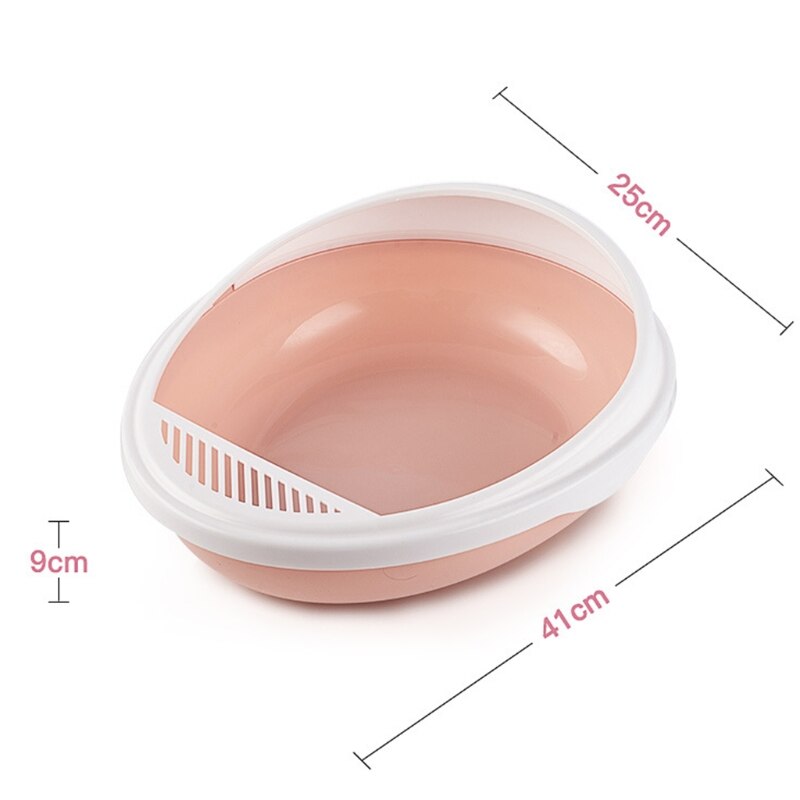 Kitty Open Top Litter Box with Shield and Scoop Semi-closed Anti Litter Splashes