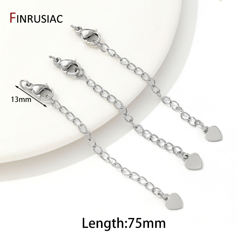 Cadenas de extensión de latón chapado en oro de 18 quilates con cierres de langosta, conector de eslabones, cola de collar, suministros de accesorios de pulsera DIY: 3 XL / Blanco