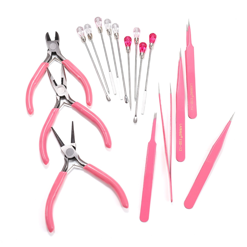 6 Stijlen Roze Sieraden Maken Tool Kits Ronde Neus Tang Side Pincet Mix Naald Lepel Tool Voor Diy Sieraden Maken handwerken
