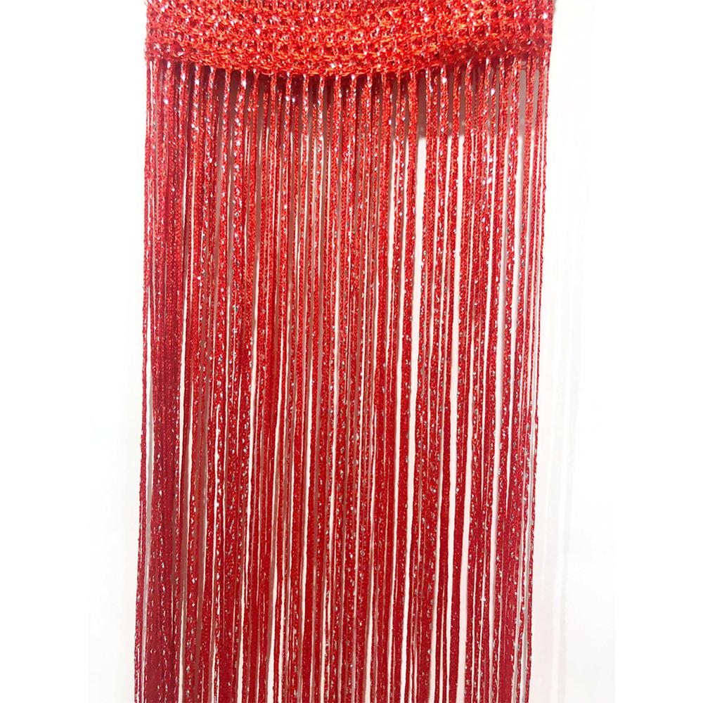 Decorative Silver Silk Curtain Shiny Tassel Window Glass Panel Room Partition Board Fly Screen Door Suspension: red