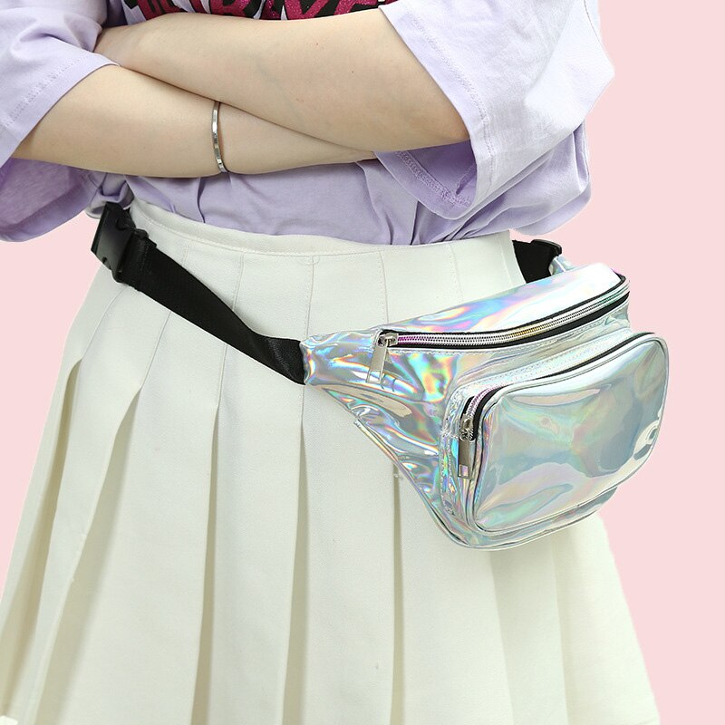 Sac de taille hologramme pour femmes, sac banane brillant, sac à bandoulière, sac à main de voyage meilleure WT