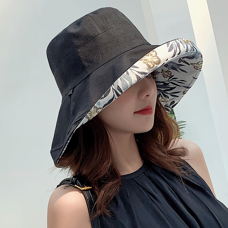 Women's Hat Bucket hat Panamanian Women Four Seasons Fisherman Hat Big Brim Hat Double-Sided Fisherman Hat Sun Visor Cap: SKY BLUE
