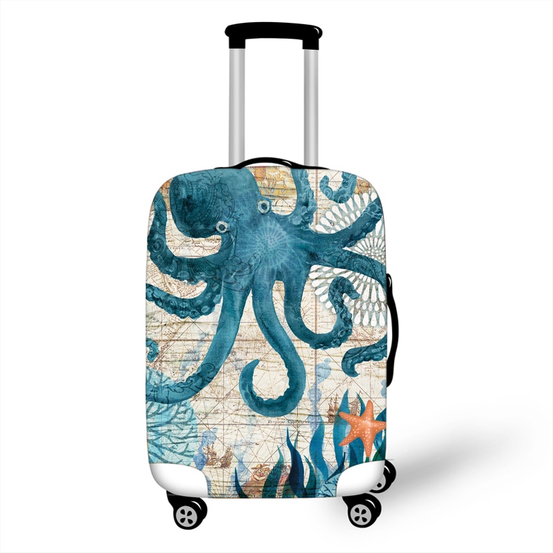 Bagages housse de protection pour mallette élastique couvertures xl, accessoires de voyage motif tortue poulpe, T1 housse de protection s