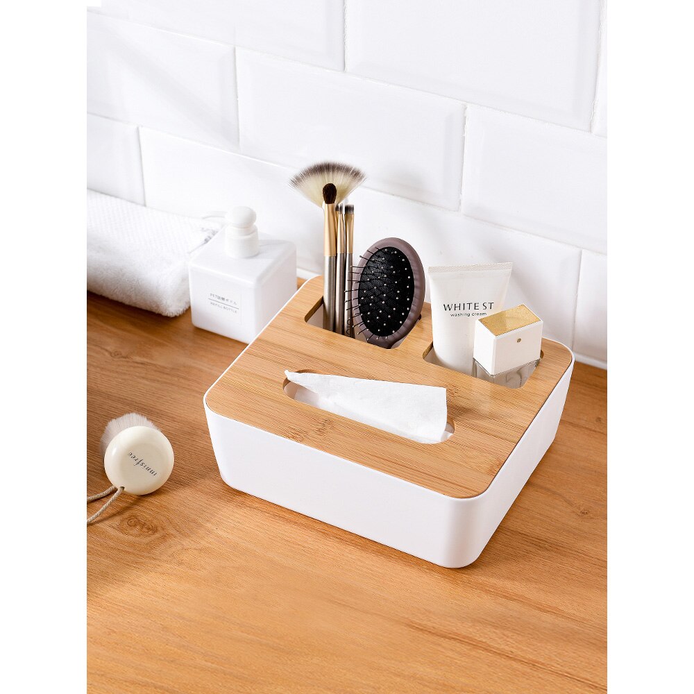 Tissue Box Modern Wooden Cover Paper with Oak Home Car Napkins Case Home Organizer Decoration Tools Plastic