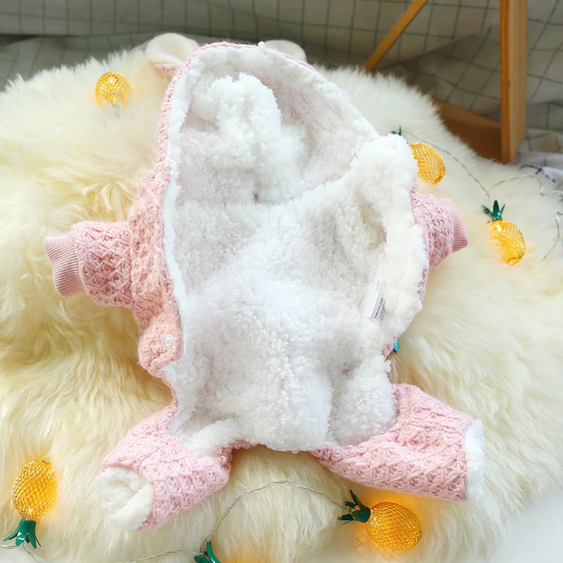 Vinter sällskapsdjur hund jumpsuit varm mjuk fleece overall valp katter hoodie söt fyra ben outfit pyjamas för chihuahua yorkies kläder