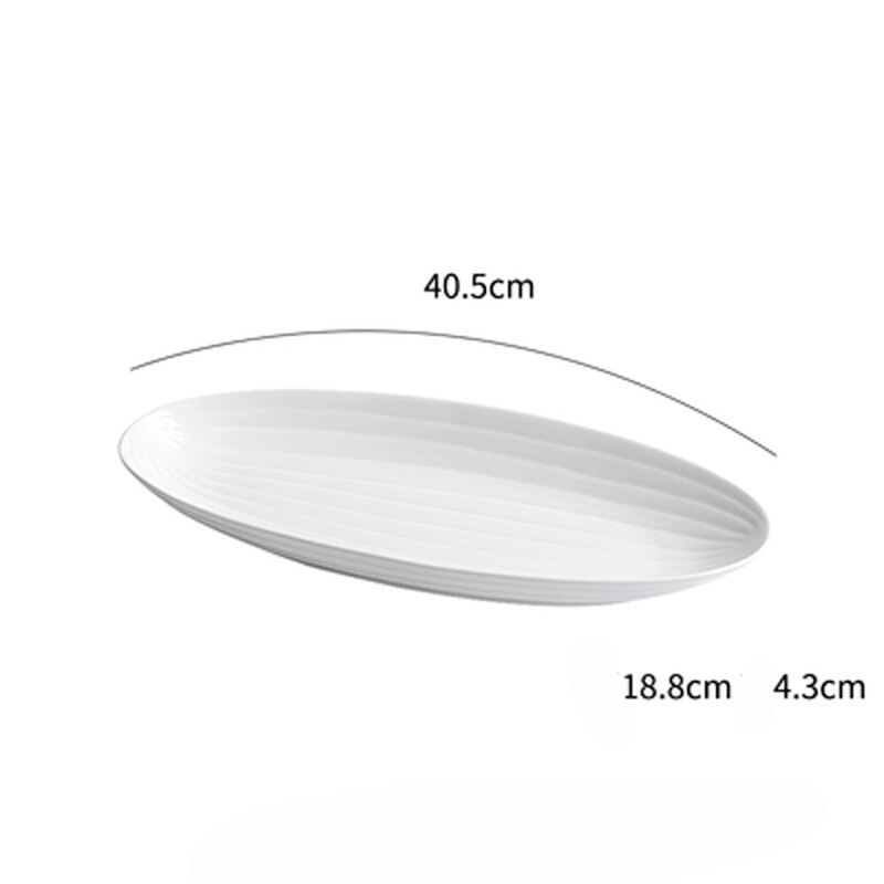 Western food hotel fish plate Olive oval long plate Japanese sushi sashimi Korean dinner plate Fish plate ceramic plate: A