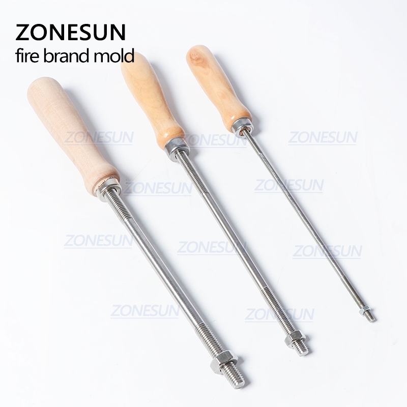Zonesun 5/8/10mm houten handvat voor aangepaste metalen logo stempel voedsel taart koek brandmerk ijzer leer hout brandmal stempelgereedschap