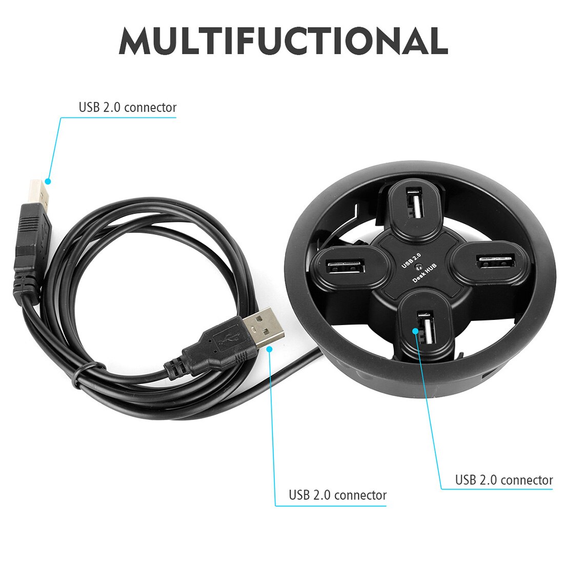 USB HUB USB2.0 Mount In Desk Multi USB 2.0 Ports with Headphone/Mircophone Port Usb Hub