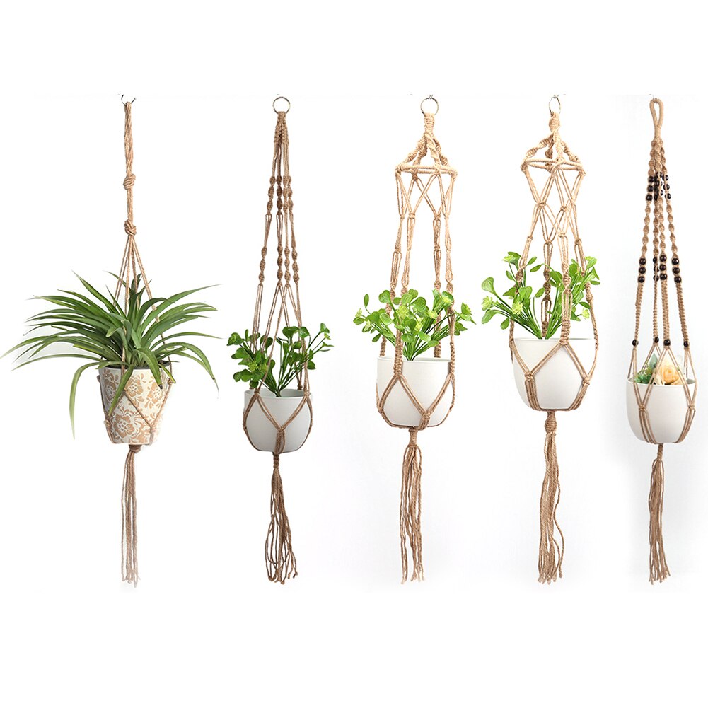 1 Pcs Handgemaakte Macrame Plant Hanger Bloempot Planter Hanger Muur Decoratie Binnenplaats Tuin Opknoping Planter Opknoping Mand