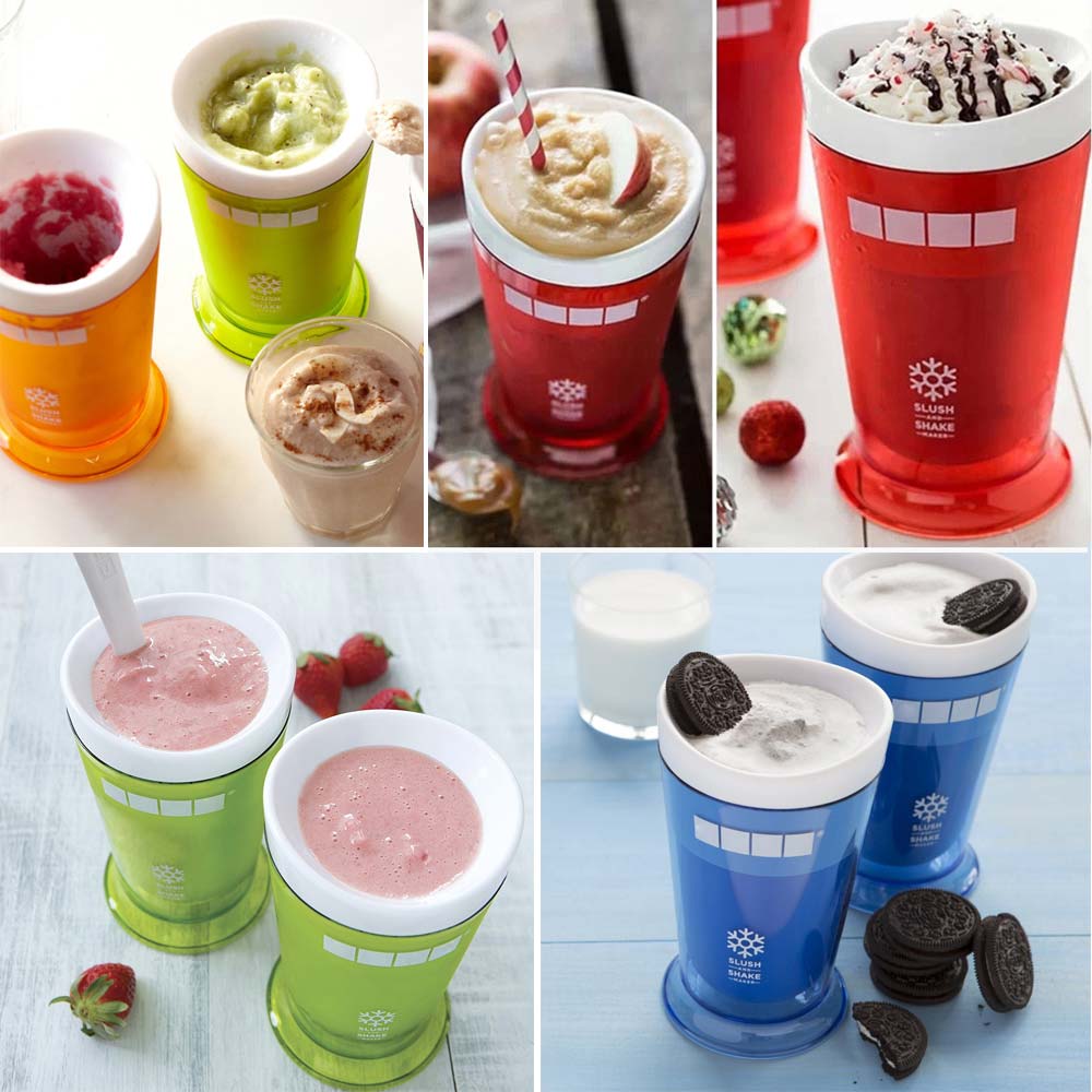 ilkshake Smoothie Slush Shake Maker Cup Ice Cream Molds Freeze Popsicle Maker Cup With Ice Cream Spoon Ice Cream Maker BC428