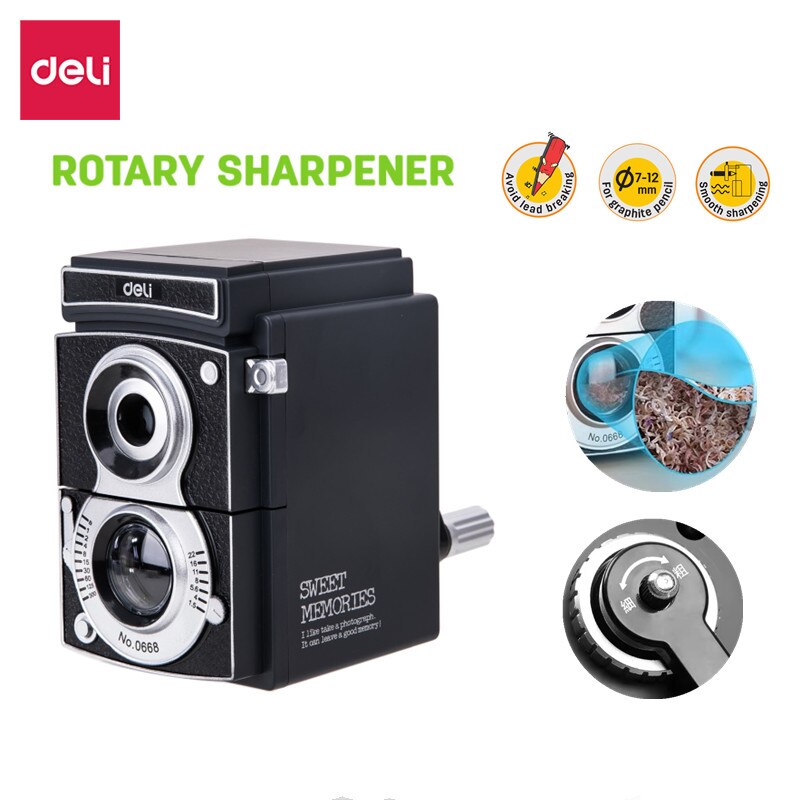 Deli Rotary pencil sharpener pencil cutter Camera cute sharpener knife smooth sharpening school accessories 0668