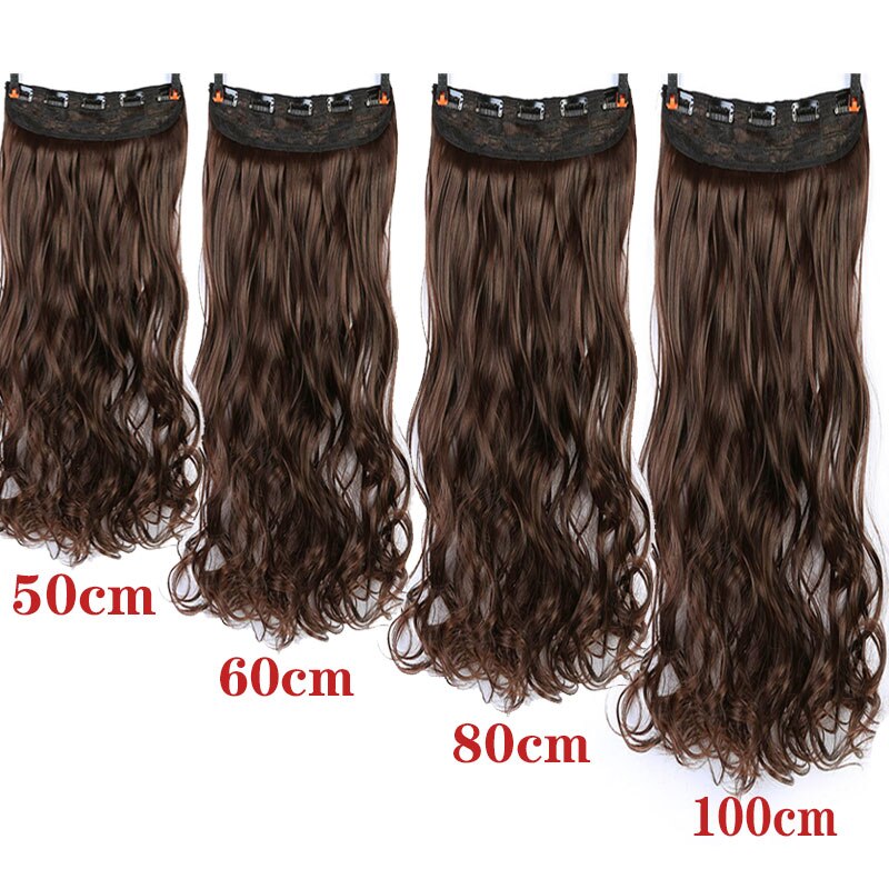 AOSI 40cm 50cm 60cm 80cm 100cm Lange Wellige Frisuren Synthetische 5 Clip in Haar Verlängerung wärme beständig Haarteile Braun Schwarz