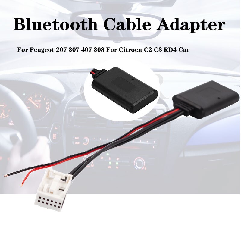 12Pin Bluetooth Module Wireless Radio Stereo AUX-IN Aux Cable Adapter For  Peugeot 207 307 407 308 For Citroen C2 RD4