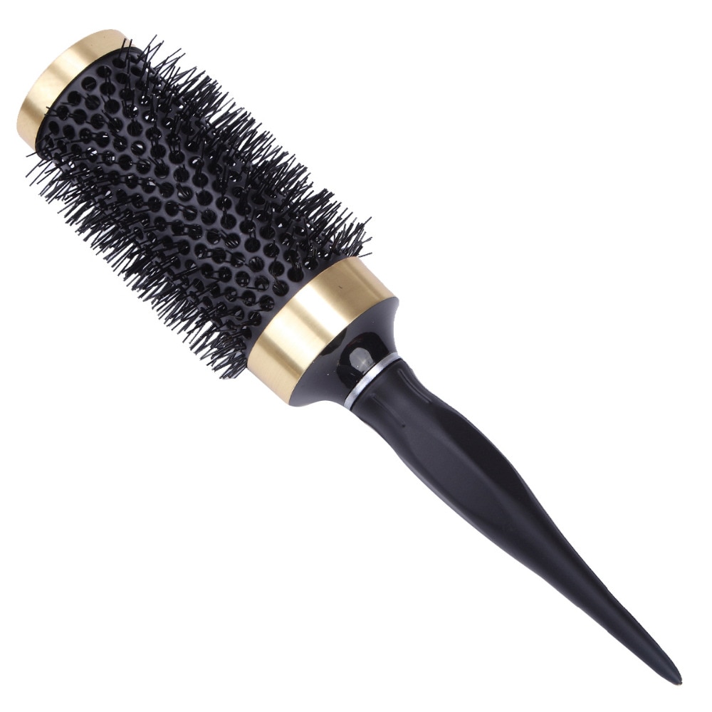 Cepillo de pelo de hierro de cerámica de 5 tamaños, peine de barril redondo antiestático resistente a altas temperaturas, herramienta para rizar y secar el cabello