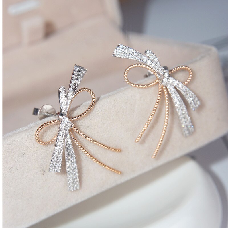 Korean Bow Earrings for Women Temperament Light Luxury Simple Jewelry Cute Earrings As A Girlfriend