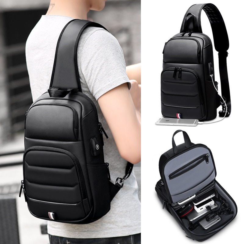 ROWE Crossbody Bags for Men Sling Bag with Usb Business Casual Messenger Chest Shoulder Bag Male Waterproof