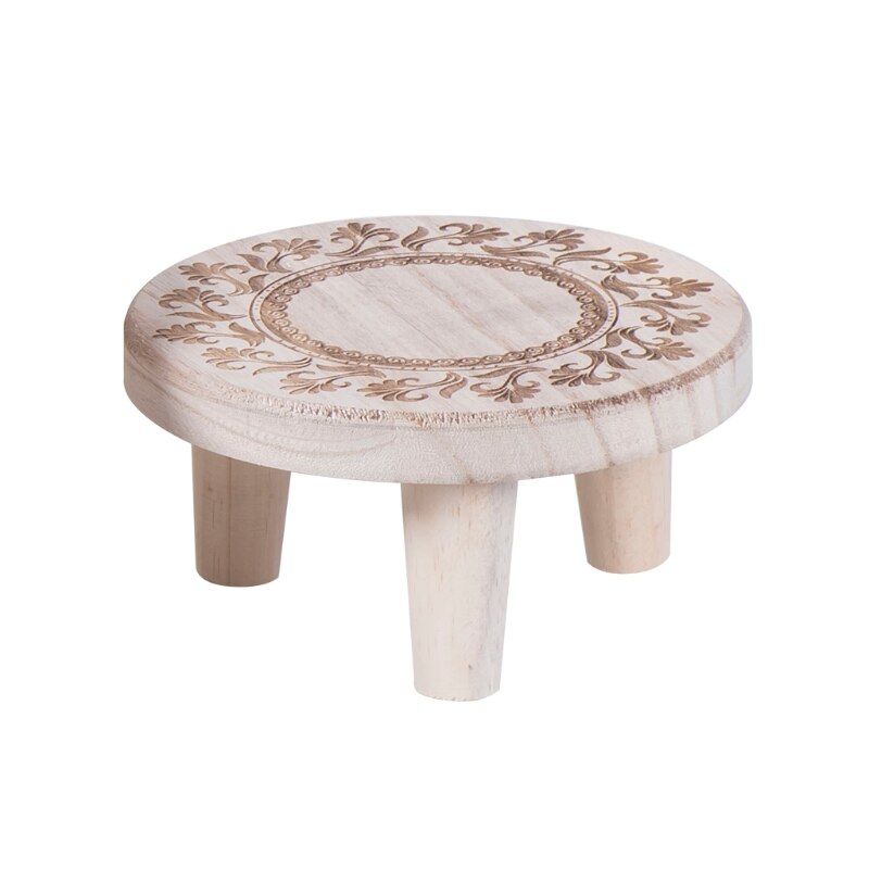 Tabouret en bois massif imprimé, Pot de fleurs, support de Base rond pour plantes et plantes succulentes, présentoir, tabouret pour la maison: S