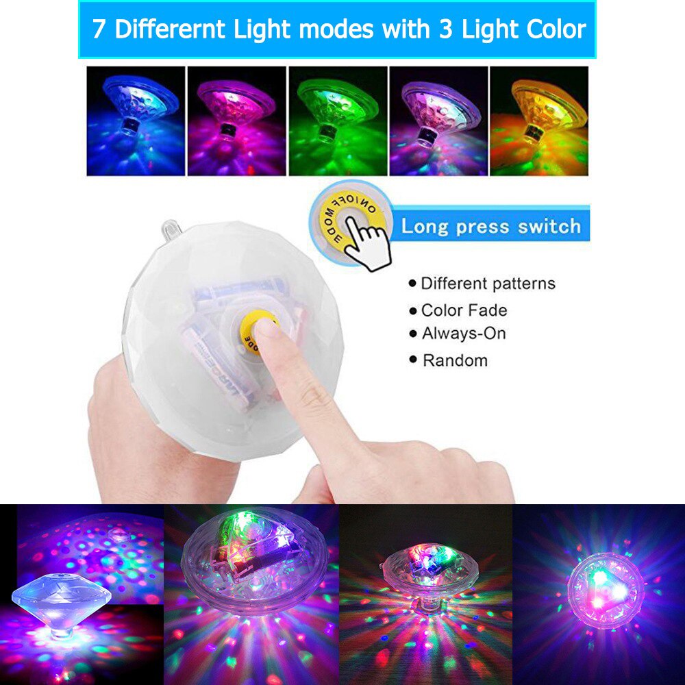 DeeprBlu Floating Whirlpool Lights for Bath Spa,9.5cm Waterproof Pool Lights,Color Changing Starfish Pond Light Diving Built-in Magnetic Decorative Light for Swimming Pool Vase