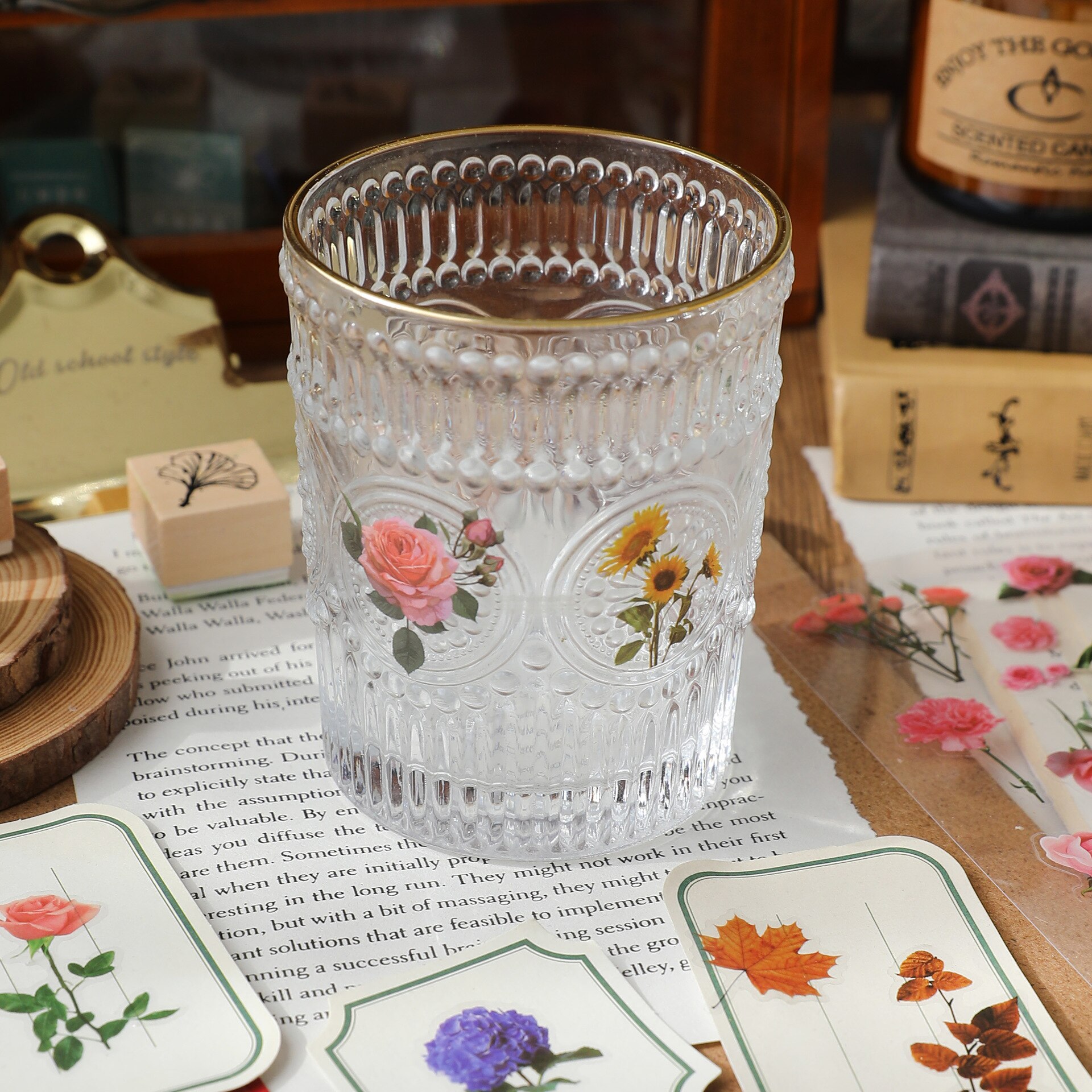 2 kpl lemmikkieläinten läpinäkyviä kukkatarroja luontoruusu kukka koristetarrat scrapbooking suunnittelija kirjeen pakkaus kirje