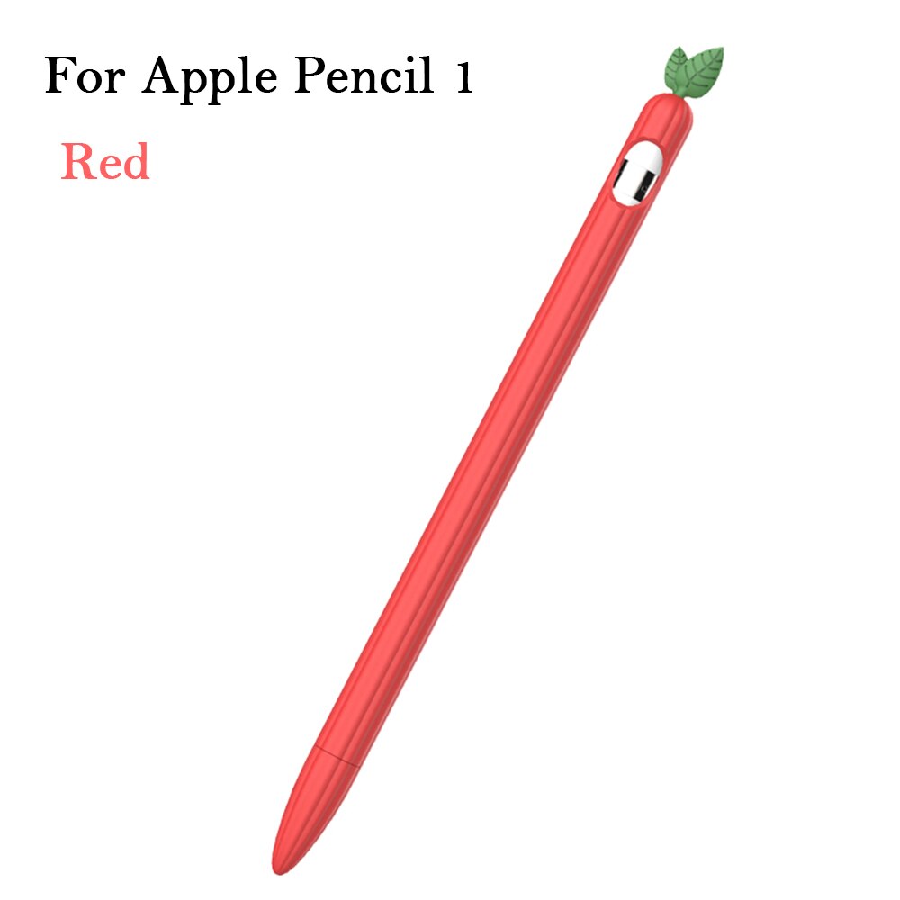 Cute Cat Ear Anti-scroll Silicone Protective Pouch Cap Holder Nib Cover Protective Case Skin For Apple Pencil 1 2 Tablets Pen Co: red For Pencil 1
