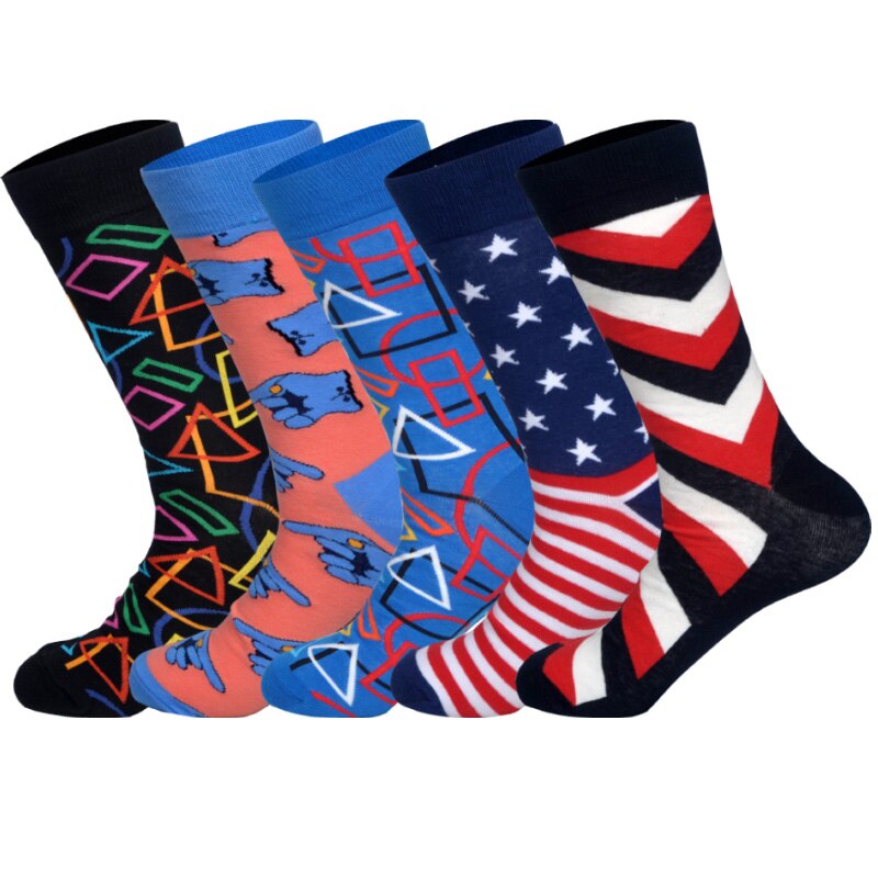 Nedenunder 5 par/parti efteråret ankom skateboarding sokker mænd kunst britishstyle streetwear hip hop calcetines: Lod m