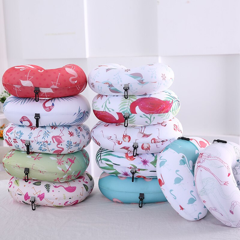 Flamingo U Shaped Travel Pillow Particles Neck Pillow Animal Printing Car Headres Super Soft Comfortable Pilow 32*32CM 1Pcs