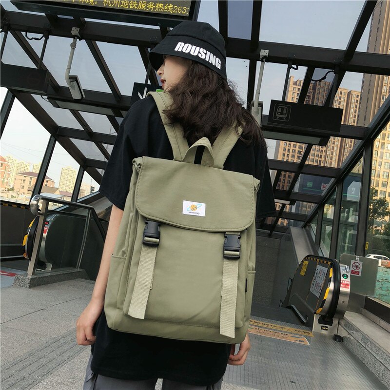 Waterproof Women Nylon Backpacks School Bags For Teenager Girls Student Casual Laptop School Backpacks Travel Book bags Rucksack: Green