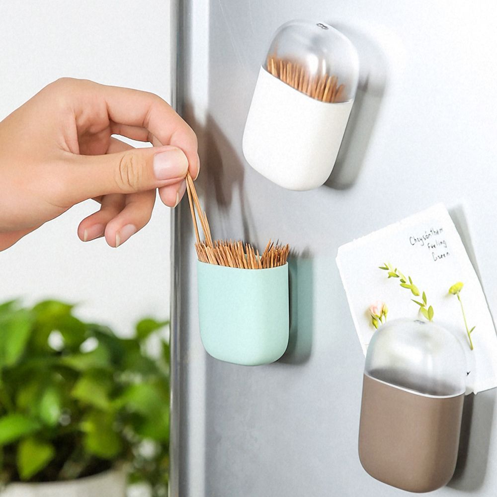 Soporte de palillos de dientes para refrigerador, imanes creativos, dispensador de palillos de dientes, pegatina para mensaje, refrigerador, horno de microondas, botón magnético de decoración