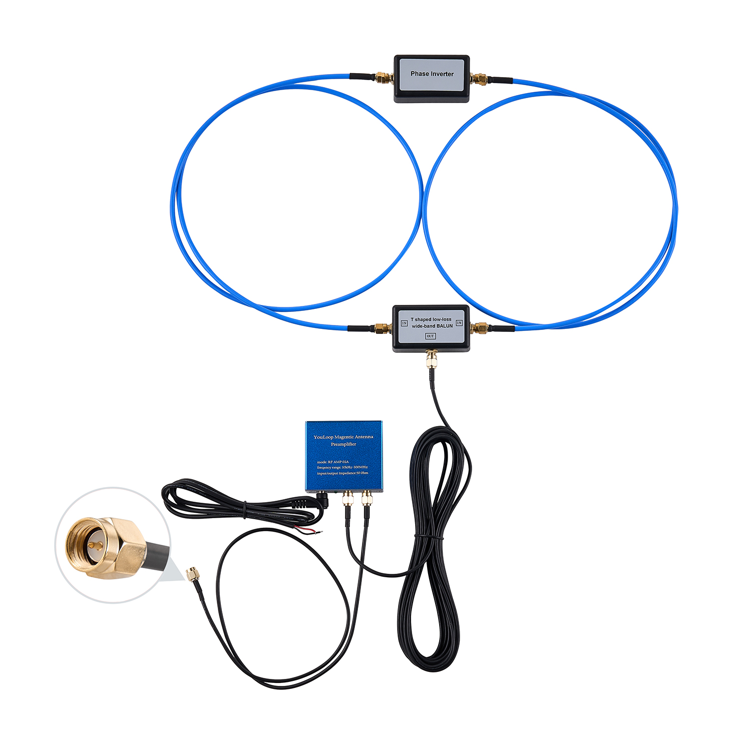 YouLoop ORIGINAL Portable Passive Magnetic Loop Antenna for HF and VHF: SMA AMP