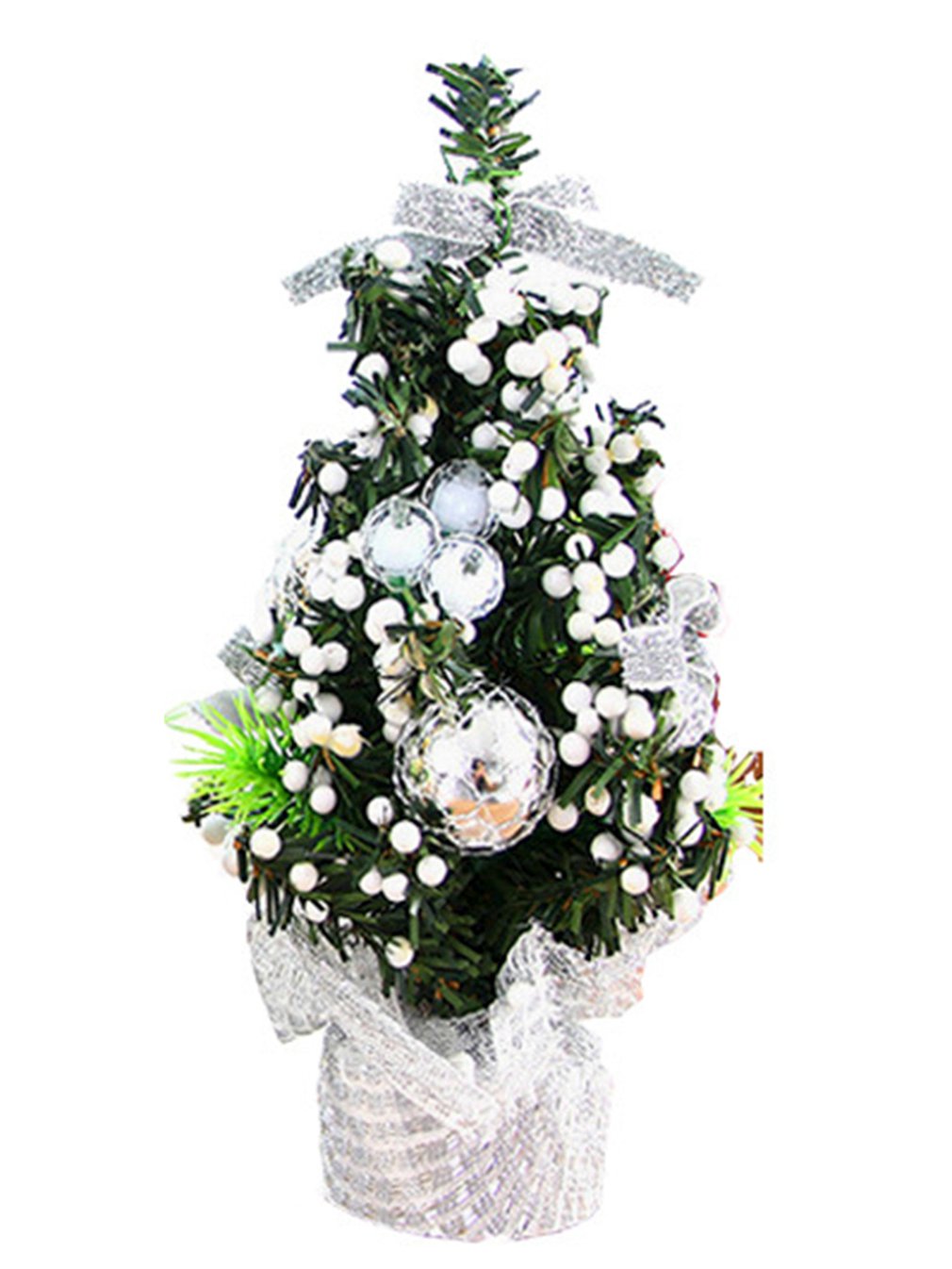 Mini árbol de Navidad Artificial de sobremesa con Lazo de cinta y adornos de bolas, decoraciones para el hogar y la Oficina