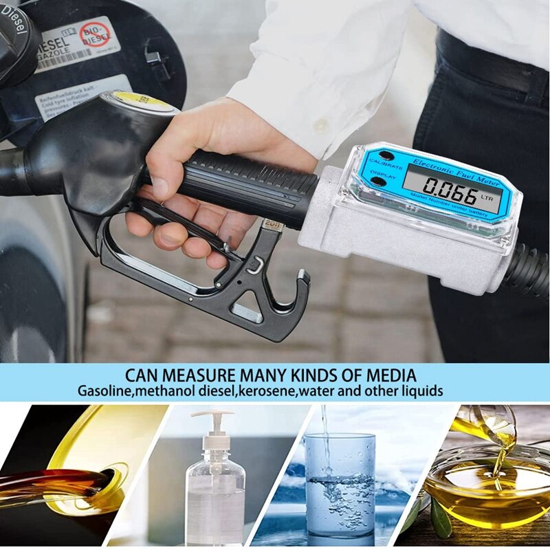 Turbine Flow Meter Electronic LCD Digital Display Flow-Meter With NPT Counter Gas Oil Fuel Flow Meter