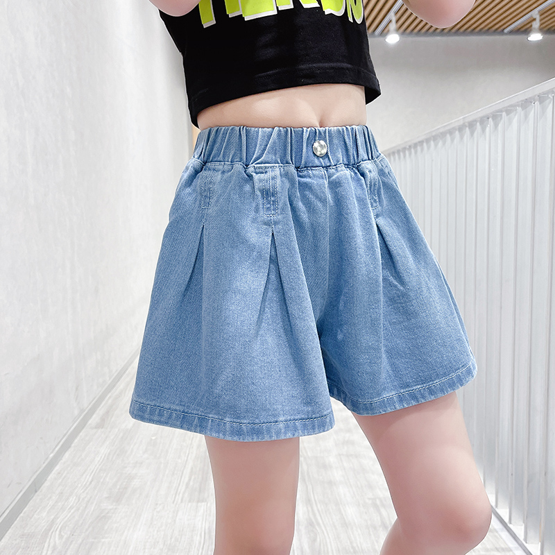 Girls Jean Shorts 2022 Summer Loose Style School Girls Shorts Casual Teenage Kids Denim Shorts For 2-14Years: 14