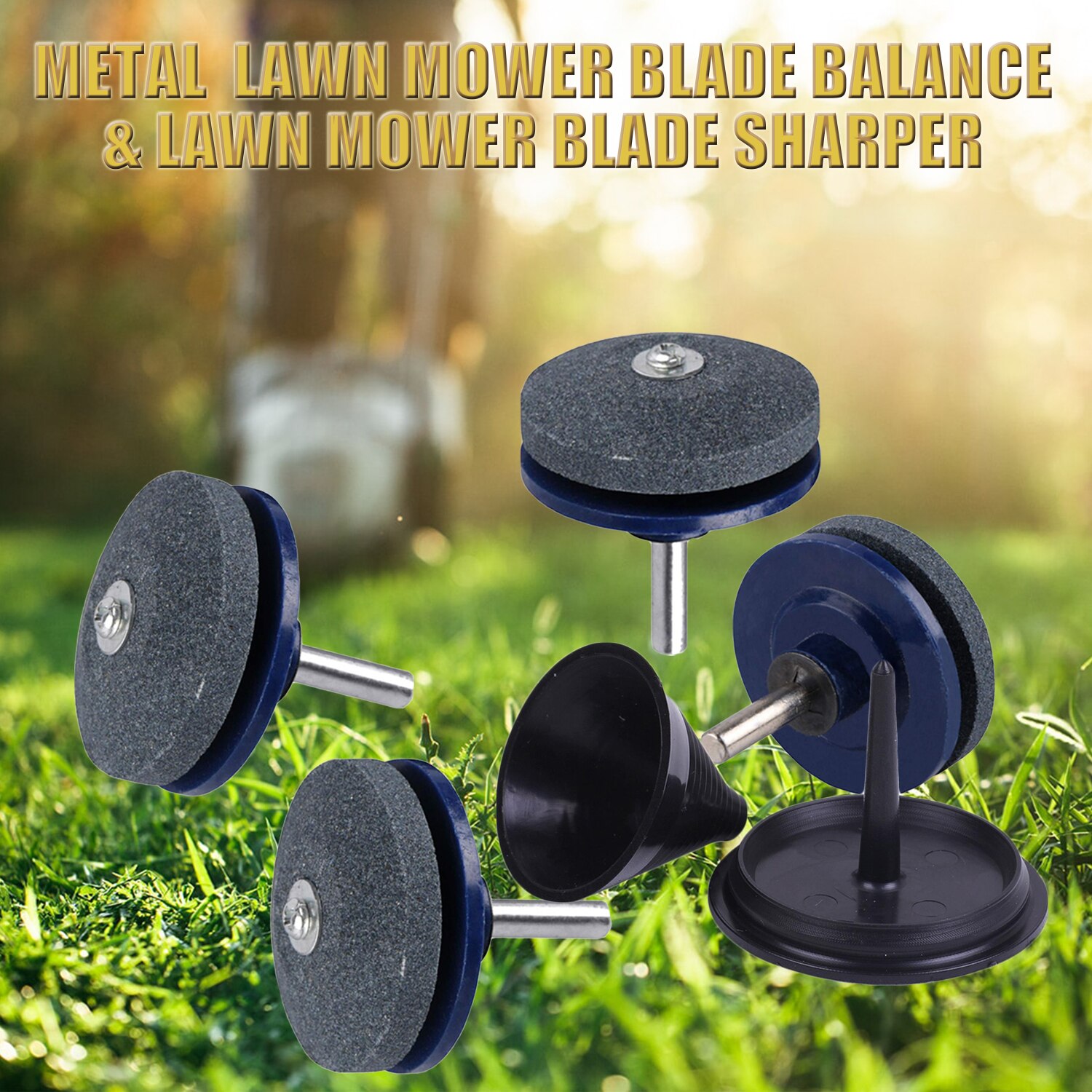 KKMOON Lawn Mower Garden Yard Tools Set Part Mower Blade Balancer Sharpener 4 Lawn Mower Sharpener & 1 Lawn Mower Blade Balancer