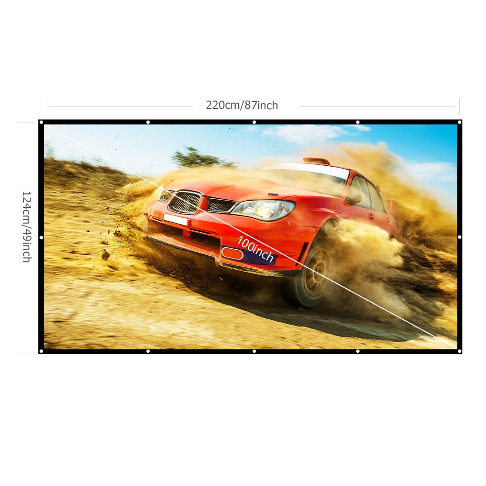 VANYKO 3D HD Projector Screen 100 120 Inches Reflective Fabric Cloth Home Outdoor Office Portable Projection Screens: 100inch