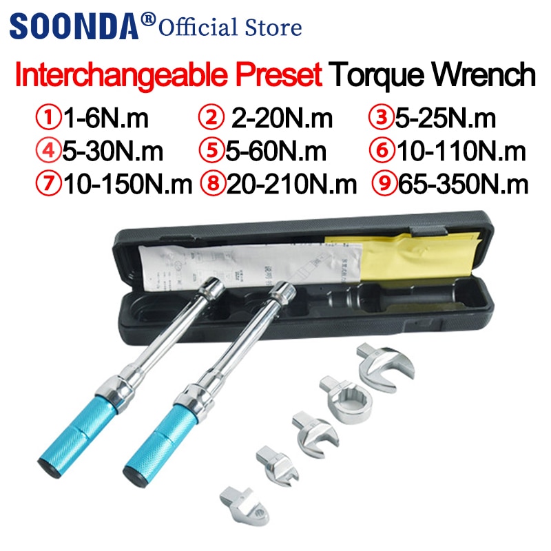 350N.m Open End Interchangeable Torque Wrench 6N.m 20N.m 25N.m 150N.m 30N.m 110N.m 60N.m Preset Open End Spanner Torque Wrench