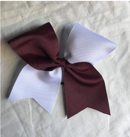 7.5inch Softball Hair Bows/White and custom color hairbows/Glitter Hair Bow Elastic rubber band Hair accessory hair bows 20pcs