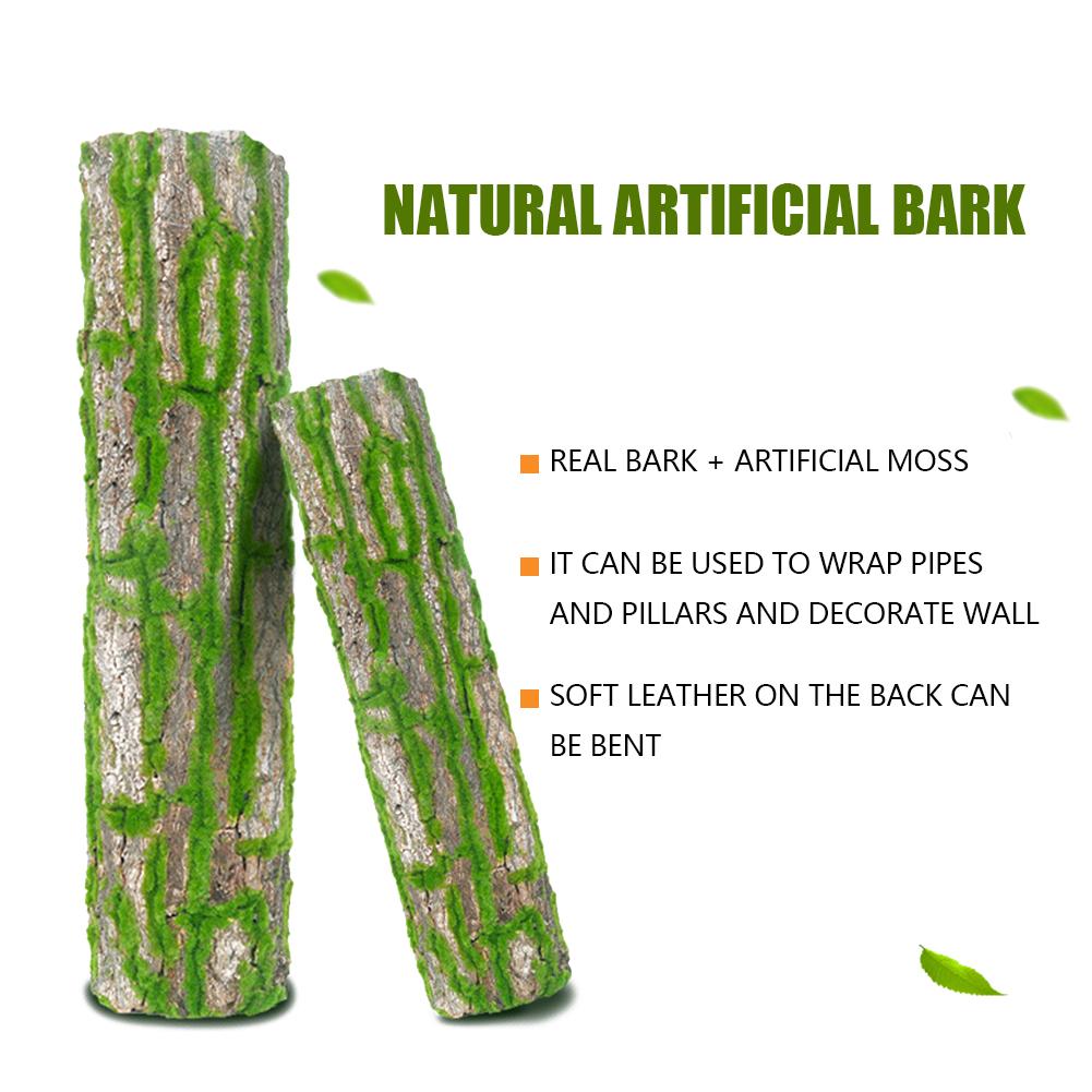 30*50cm Artificial Bark Decoration Real Dried Pine Tree Bark with Artificial Moss for DIY Festival Home Party Wall Embellishment