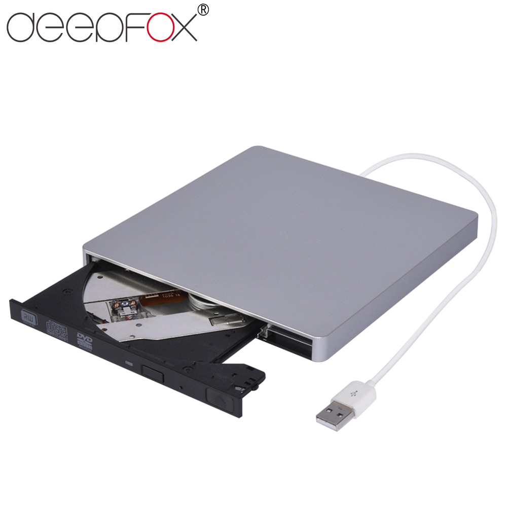 Deepfox-Unidad óptica externa USB 2,0, unidad quemadora de DVD/CD, portátil, Delgado, controlador de DVD RW para Notebook, MacBook, portátil y de escritorio